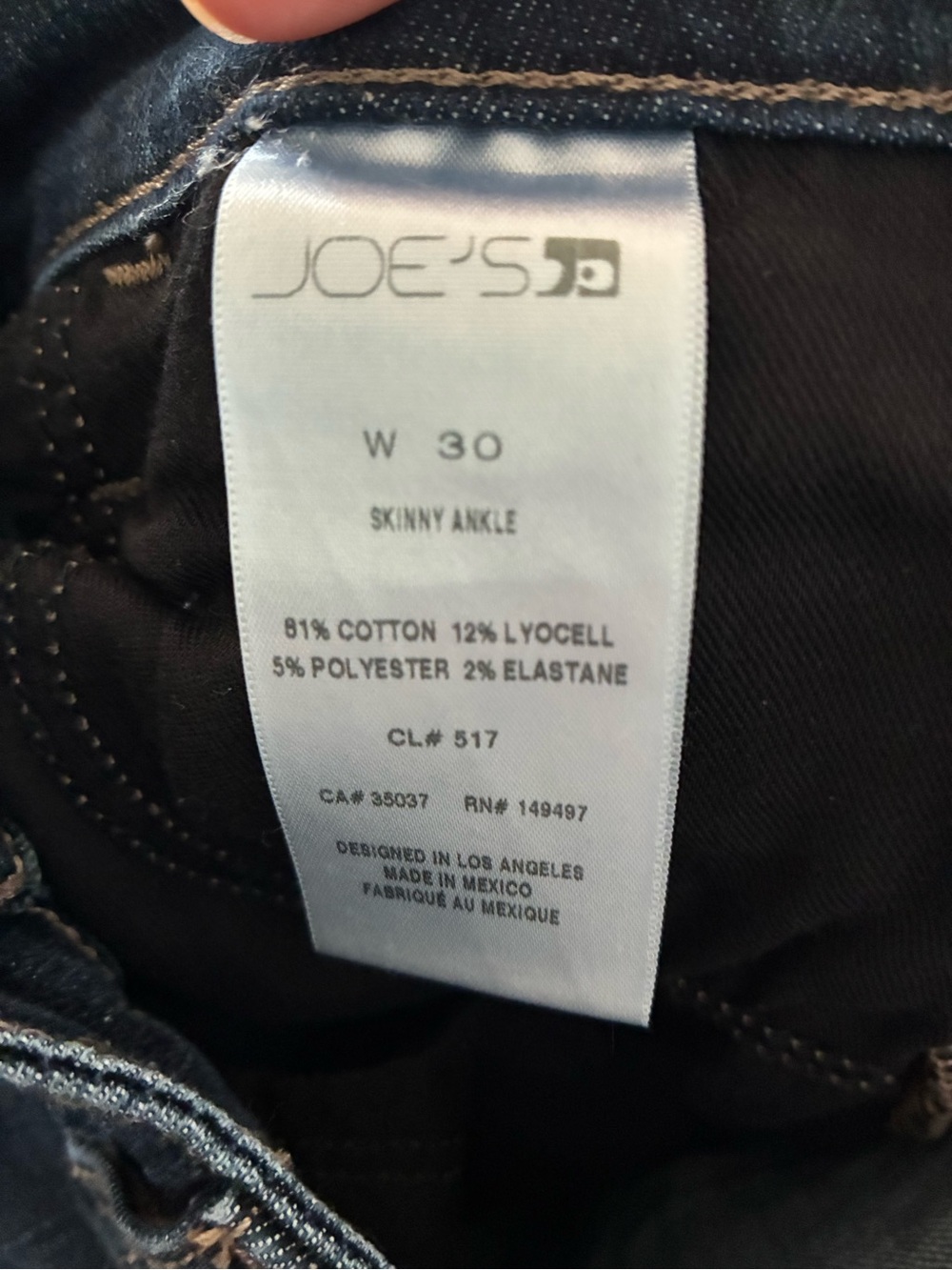 Joe's Jeans Dark Blue Skinny Jeans with Red, White & Black Side Stripes - Picture 4 of 4